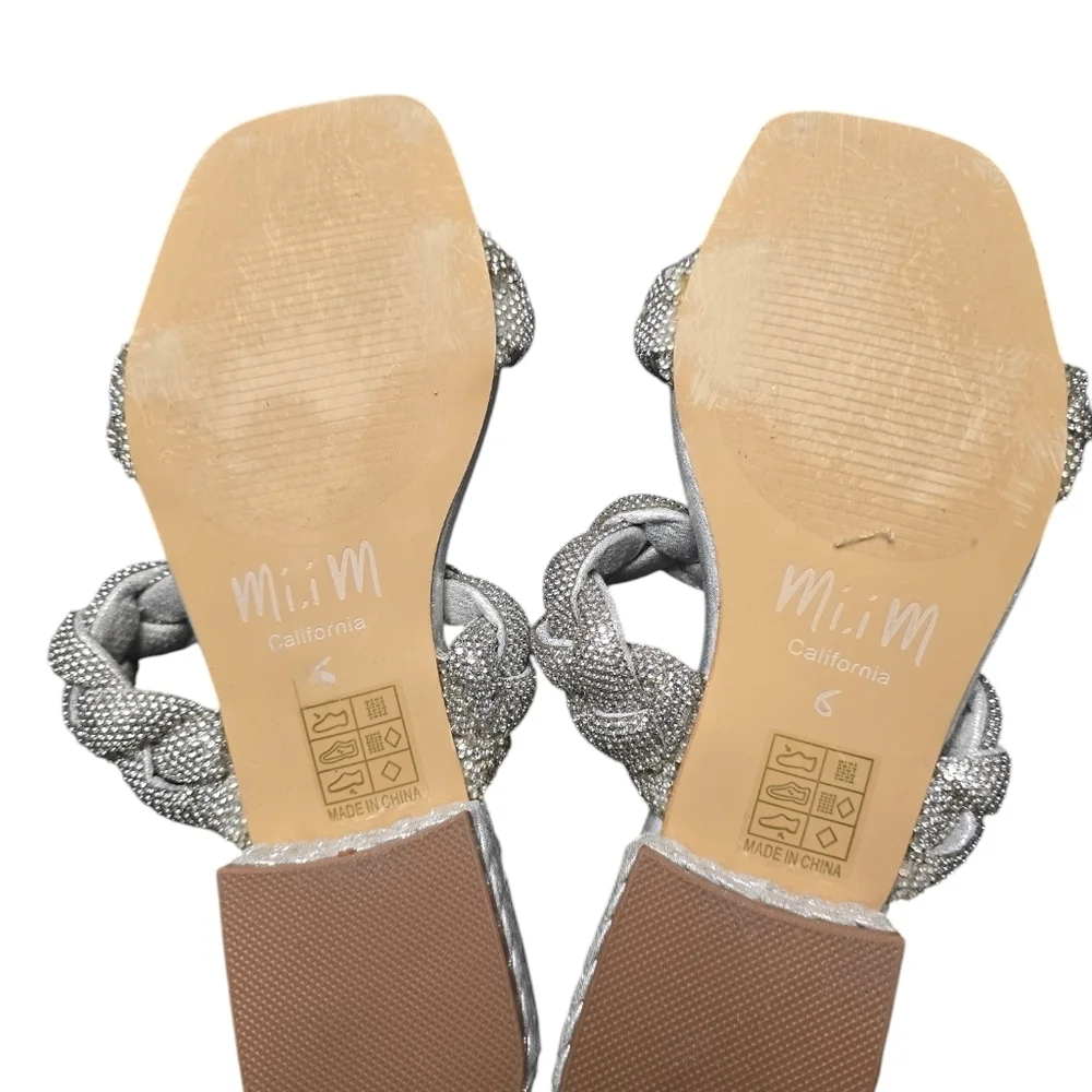 MI.IM Silver Braided Block HeelHeel Sz.6